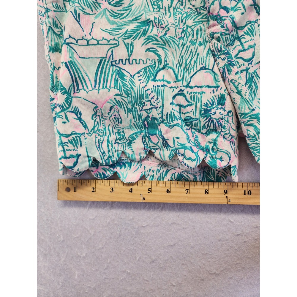 Lilly Pulitzer Buttercup Scallop Hem Shorts Green Pink Floral Size 00 Preppy - Picture 6 of 9
